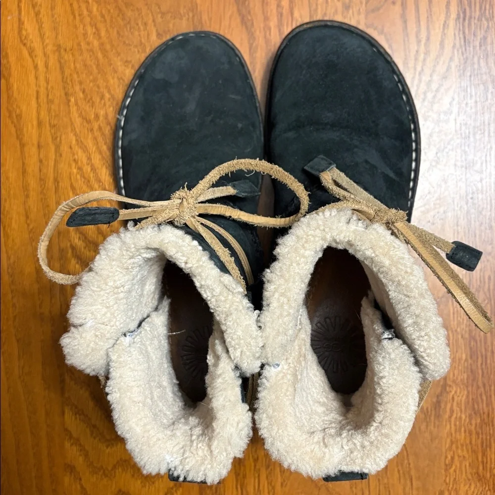 UGG size 6 Black and Tan Shearling Winter Boots